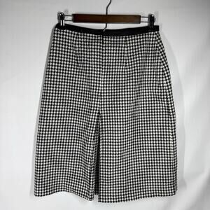 Vintage Lucia Lukken Houndstooth Pleated Flared Skirt Made In USA Size 6 8 Knee